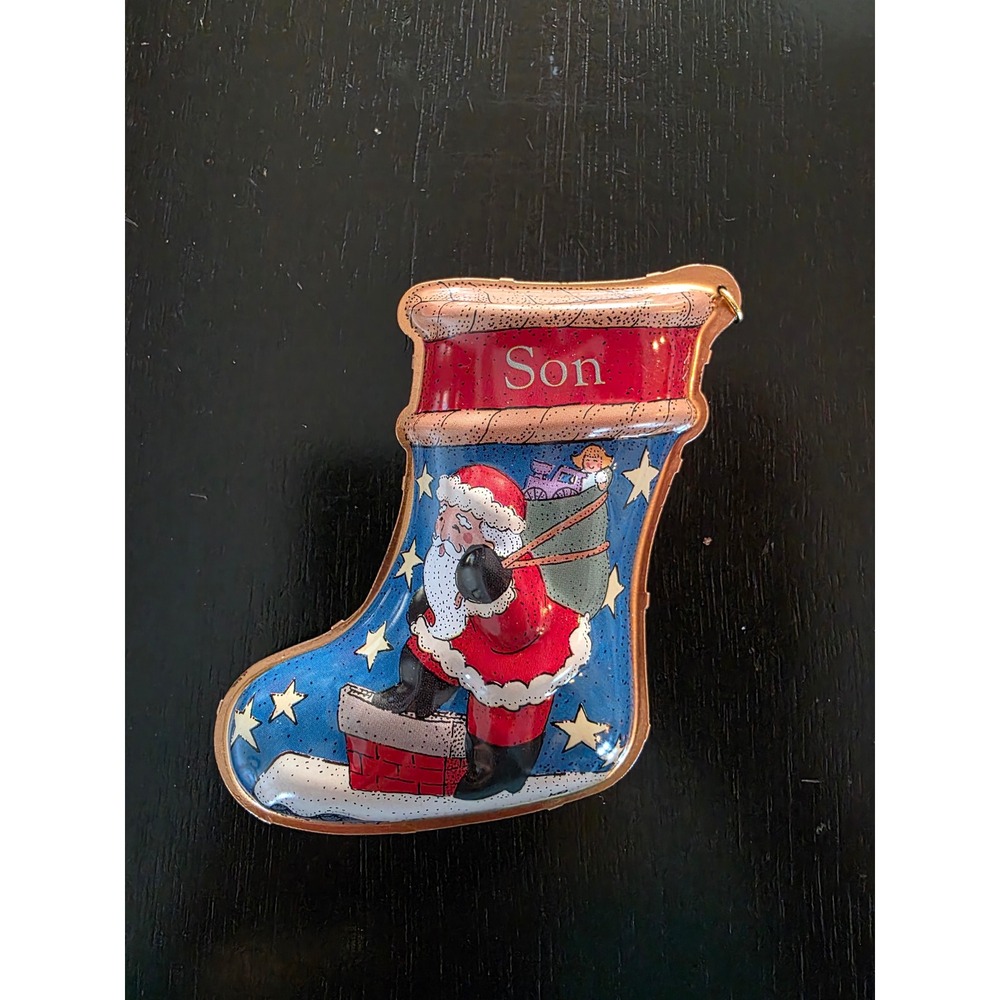 Vintage 1997 Hallmark Keepsake Son Stocking Pressed Tin Ornament